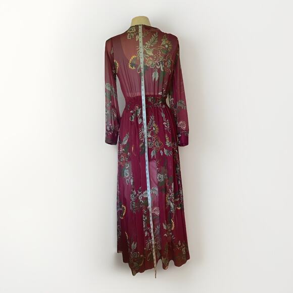 Kate & Lily Boho Tiered Maxi Dress Floral Stretch Flowy Long Sleeve Size 6 EUC - Picture 4 of 13